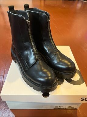 Black Front-Zip Boots